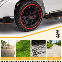 12V Licensed Lamborghini Electric Ride on Cars for Kids, Powered Ride on Toys Cars for Girl Boys, with Parent Remote Control, Bluetooth Music - White