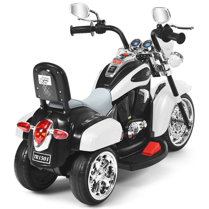 3 Wheel Kids Ride on Motorcycle 6V Battery Powered Electric Toy White