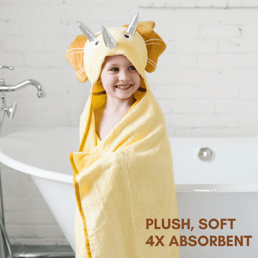 Toddler Hooded Towel Yellow Dinosaur - The Little Big Store
