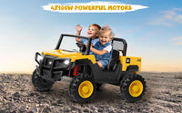 24V Powered Ride on Dump Truck, Caterpillar Licensed 24V Ride Ons, 2 Seater 24 Volt Ride on Toy for Big Kid with 400W Powerful Wheels, Ride on UTV Car with Dump Bed, Remote, Aged 3-8Y, Yellow