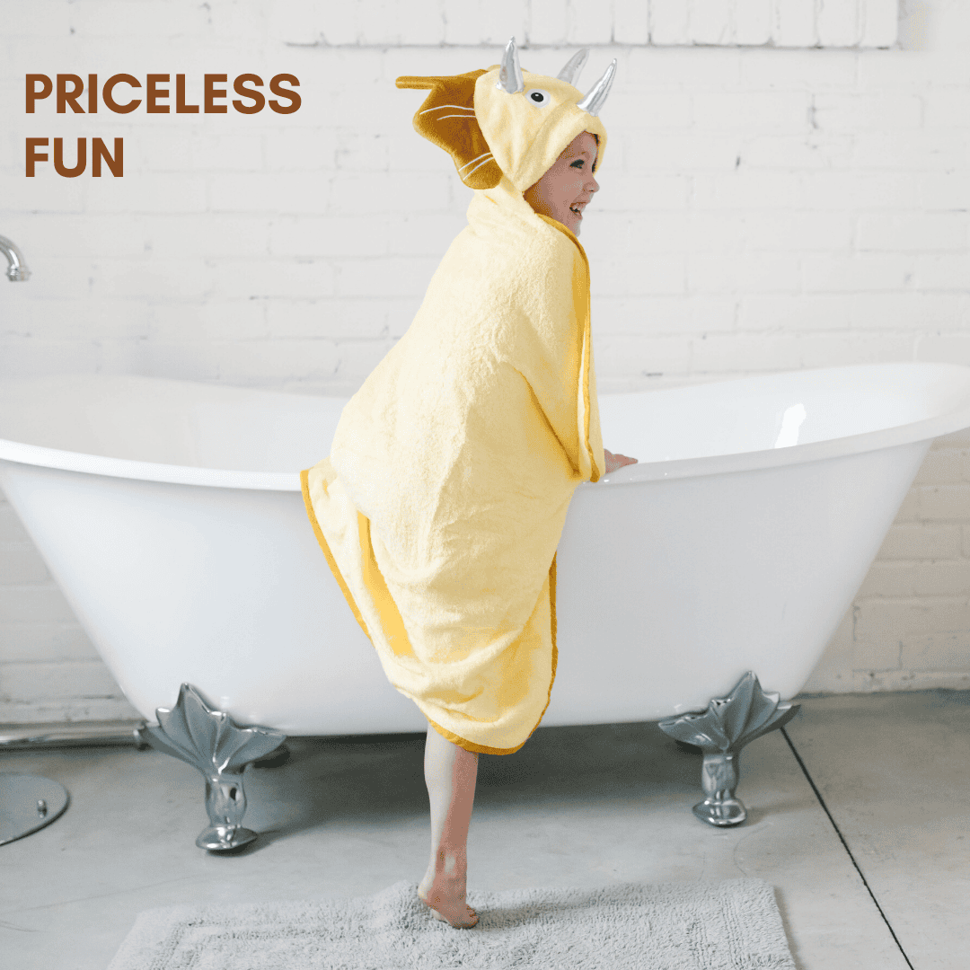 Toddler Hooded Towel Yellow Dinosaur - The Little Big Store