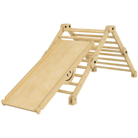 Qaba Indoor Toddler Climbing Toys, 4 in 1 Pikler Climbing Toys for Toddlers 18-48 Months, Inside Foldable Montessori Kids Climbing Toys, Indoor Playground with Ramp & Seesaw, Multicolored - The Little Big Store