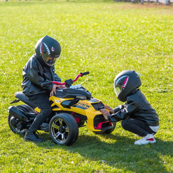 24V Kids Ride on ATV, 3 Wheeler Electric Vehicle, Battery Powered Ride on Motorcycle for Boys Girls with LED Lights, Music
