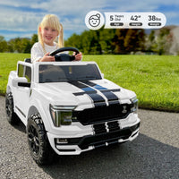 Electric Car for Kids, Licensed Ford-Shelby F-150 12V Ride on Truck Toys for Toddlers W/ Remote, 2-Hour Drive Time - White