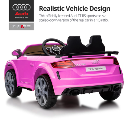 Electric Ride on Car for Kids, Licensed Audi 6V Ride on Toy for Toddlers Age 2-5 with Remote, Bluetooth - Pink