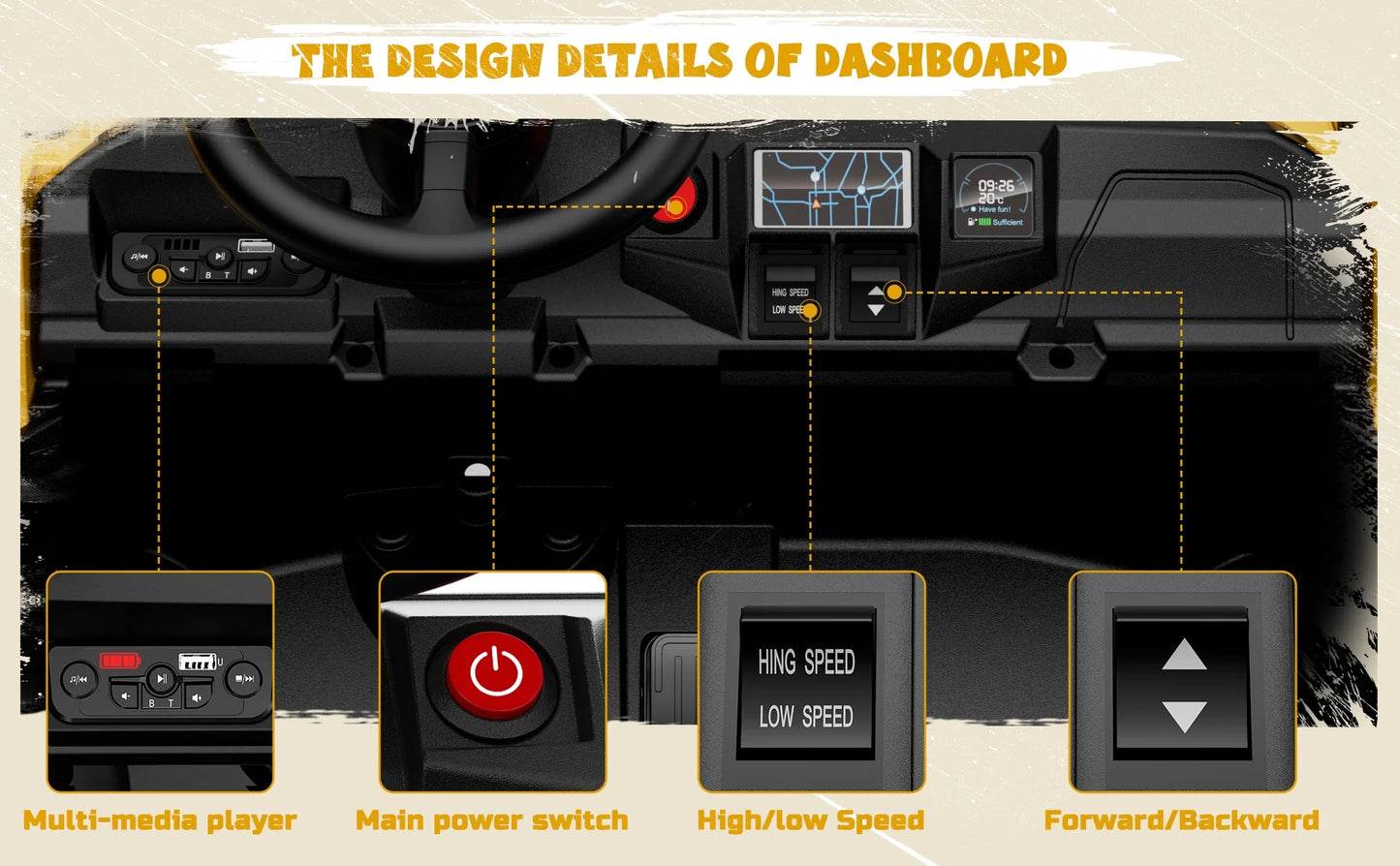 24V Powered Ride on Dump Truck, Caterpillar Licensed 24V Ride Ons, 2 Seater 24 Volt Ride on Toy for Big Kid with 400W Powerful Wheels, Ride on UTV Car with Dump Bed, Remote, Aged 3-8Y, Yellow