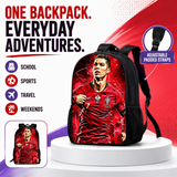 Kids football backpack with adjustable padded straps for school sports and travel