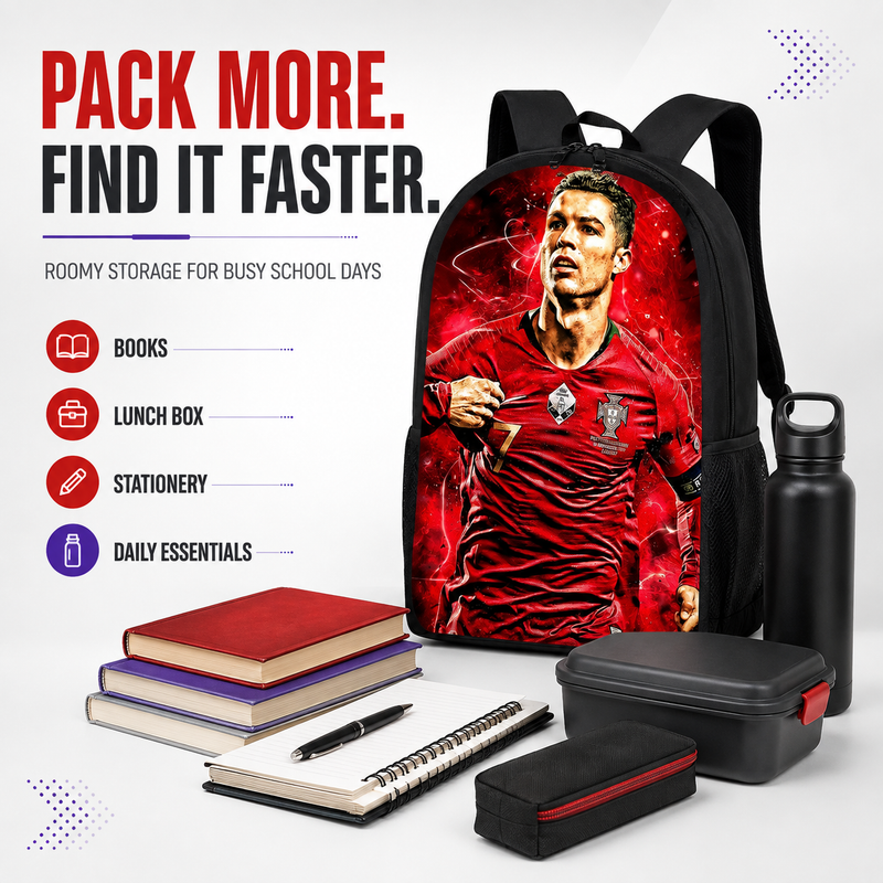 Cristiano Ronaldo 3D School Backpack for Kids