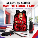 Cristiano Ronaldo kids school backpack with books and school essentials