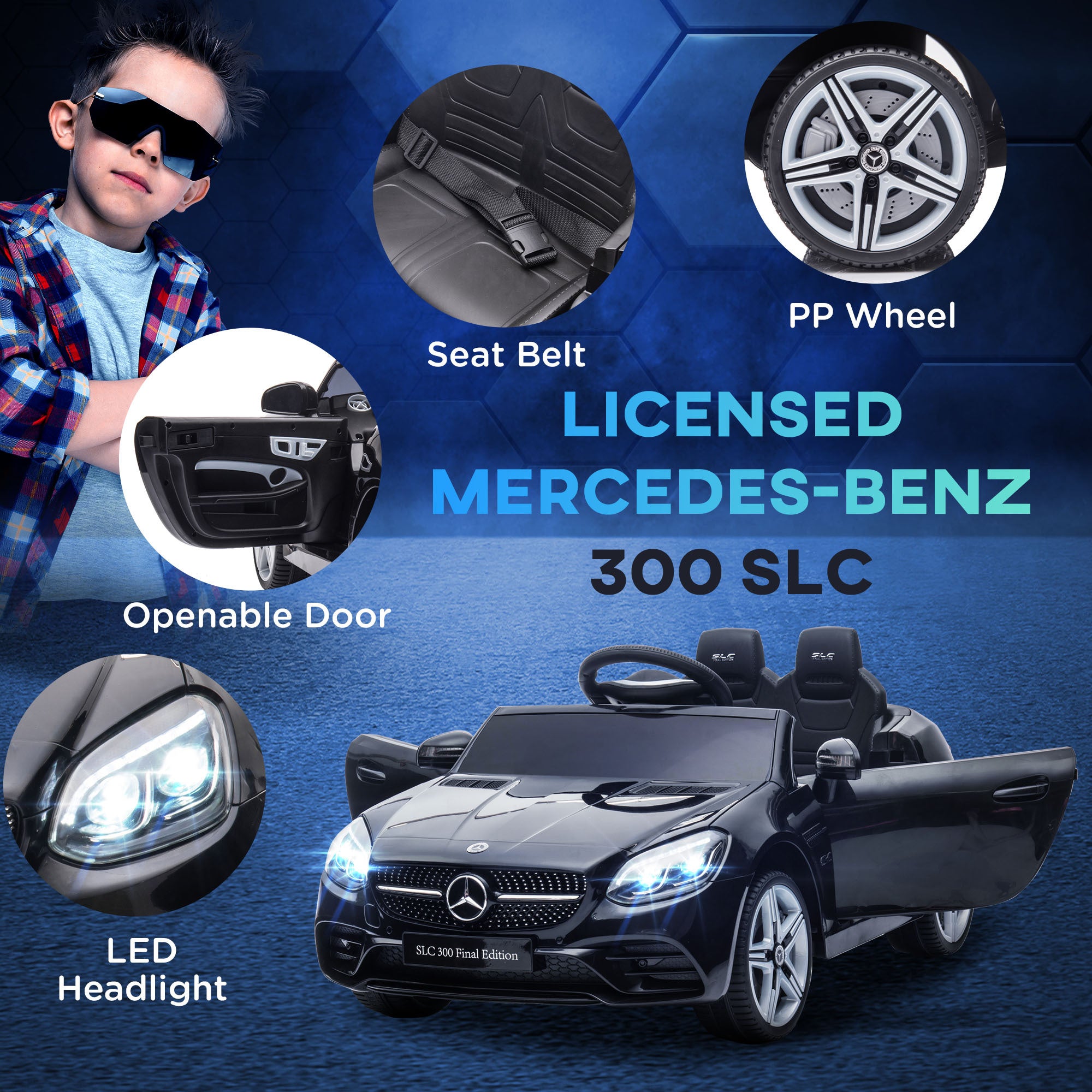 Mercedes SLC 300 Ride-On Car for Kids – Licensed Electric Battery Powered Toy with Remote Control