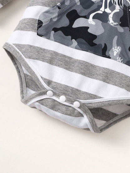 Children's Striped Hooded Bodysuit and Camouflage Pants Set - The Little Big Store