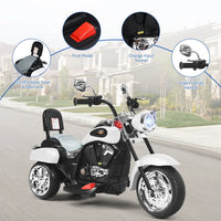 3 Wheel Kids Ride on Motorcycle 6V Battery Powered Electric Toy White