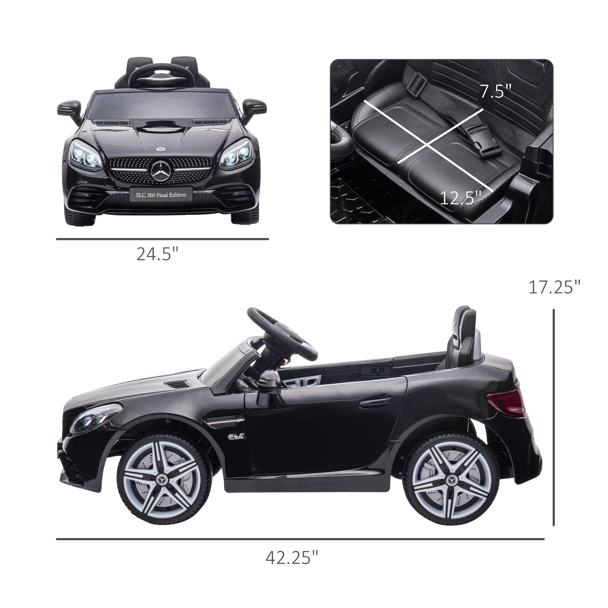 Mercedes SLC 300 Ride-On Car for Kids – Licensed Electric Battery Powered Toy with Remote Control