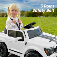 Electric Car for Kids, Licensed Ford-Shelby F-150 12V Ride on Truck Toys for Toddlers W/ Remote, 2-Hour Drive Time - White