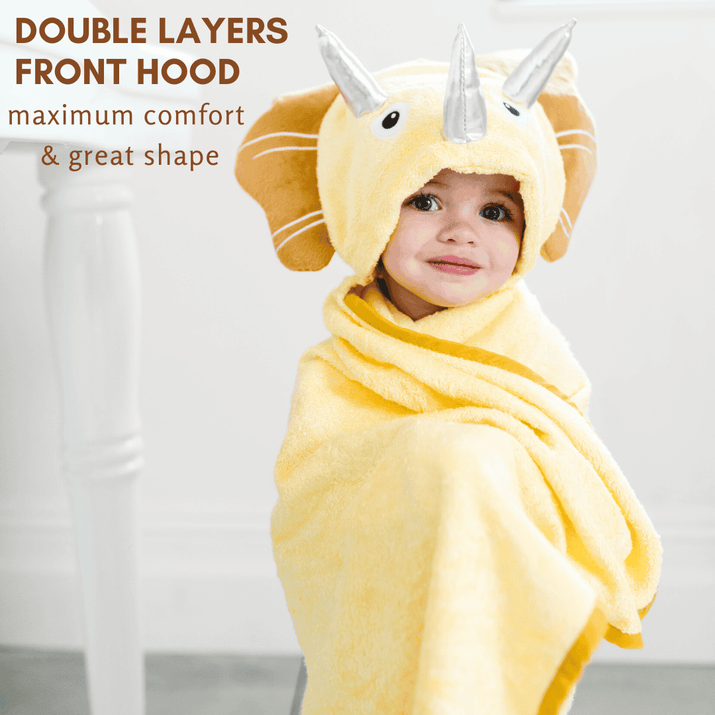 Toddler Hooded Towel Yellow Dinosaur - The Little Big Store
