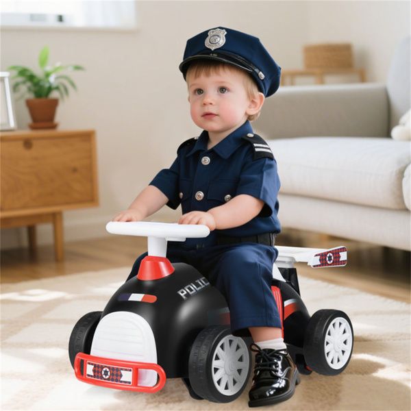 Kids Ride-On Sliding Car – Police Theme, Music & Storage