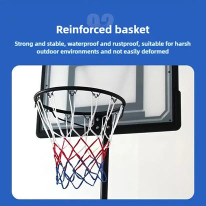 Basketball hoop with reinforced basket on a blue background