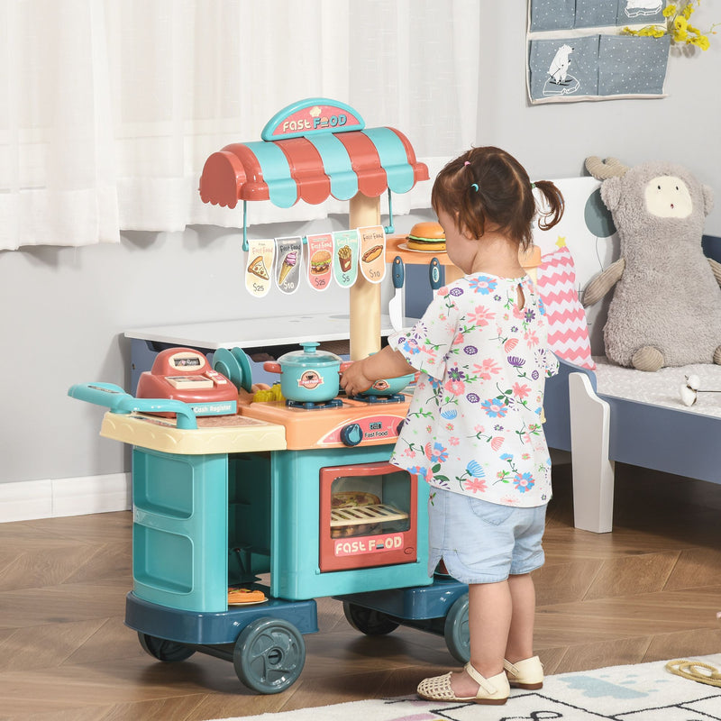 Engaging  Play Kitchen Food Stand with Realistic Cash Register & Accessories for Ages 3-6