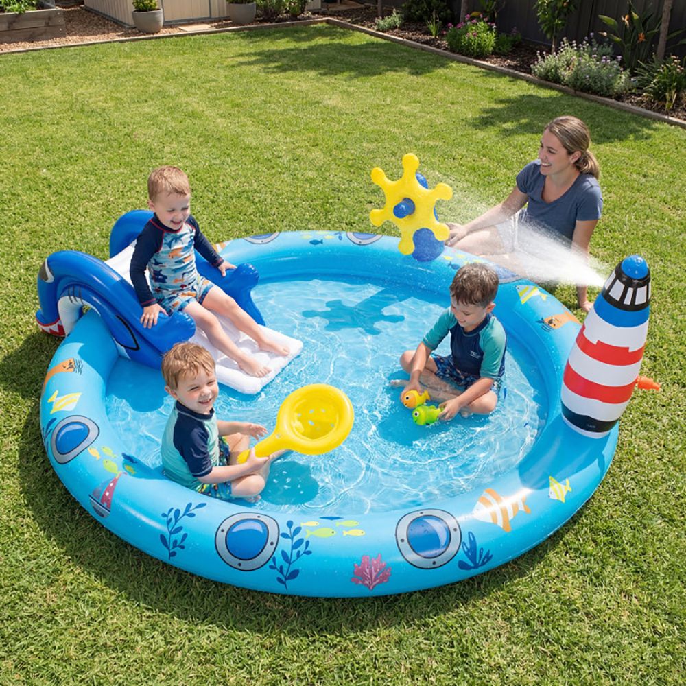 Shark Slide Inflatable Play Pool - Adventure Splash Center for Kids