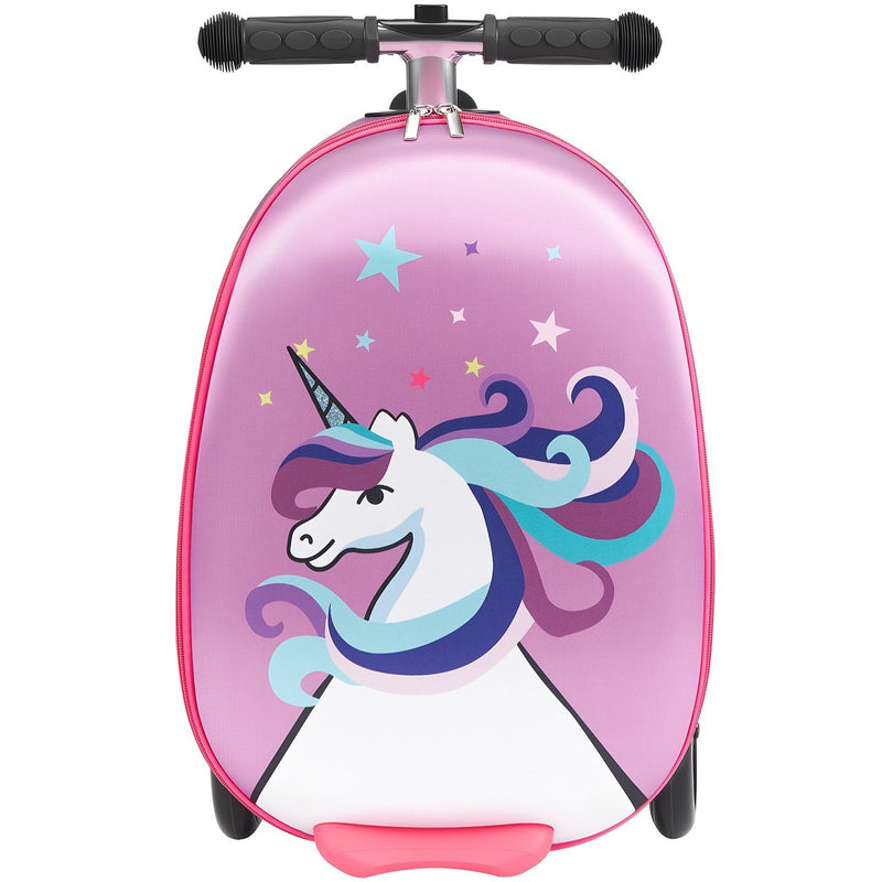 20 Inch Ride On Scooter Suitcase for Kids  Purple Carry-On Luggage with Flashing Wheels, Foldable Design & Fun Ride-On Travel Bag