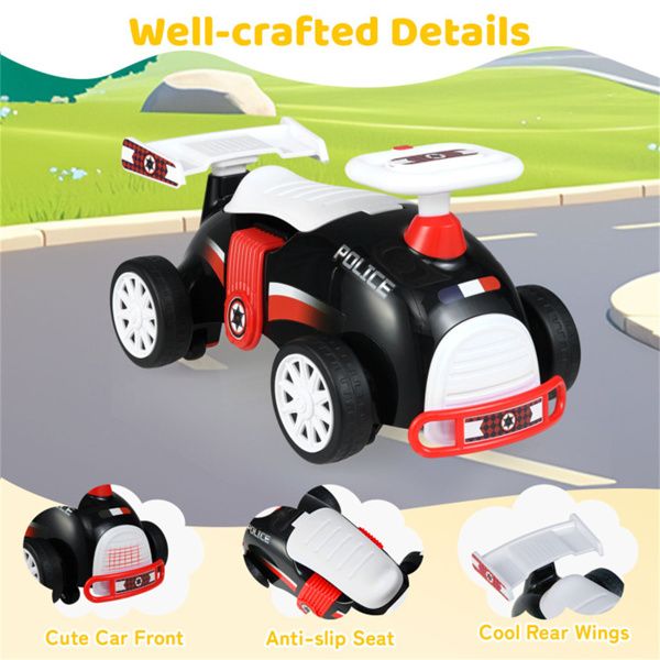 Kids Ride-On Sliding Car – Police Theme, Music & Storage