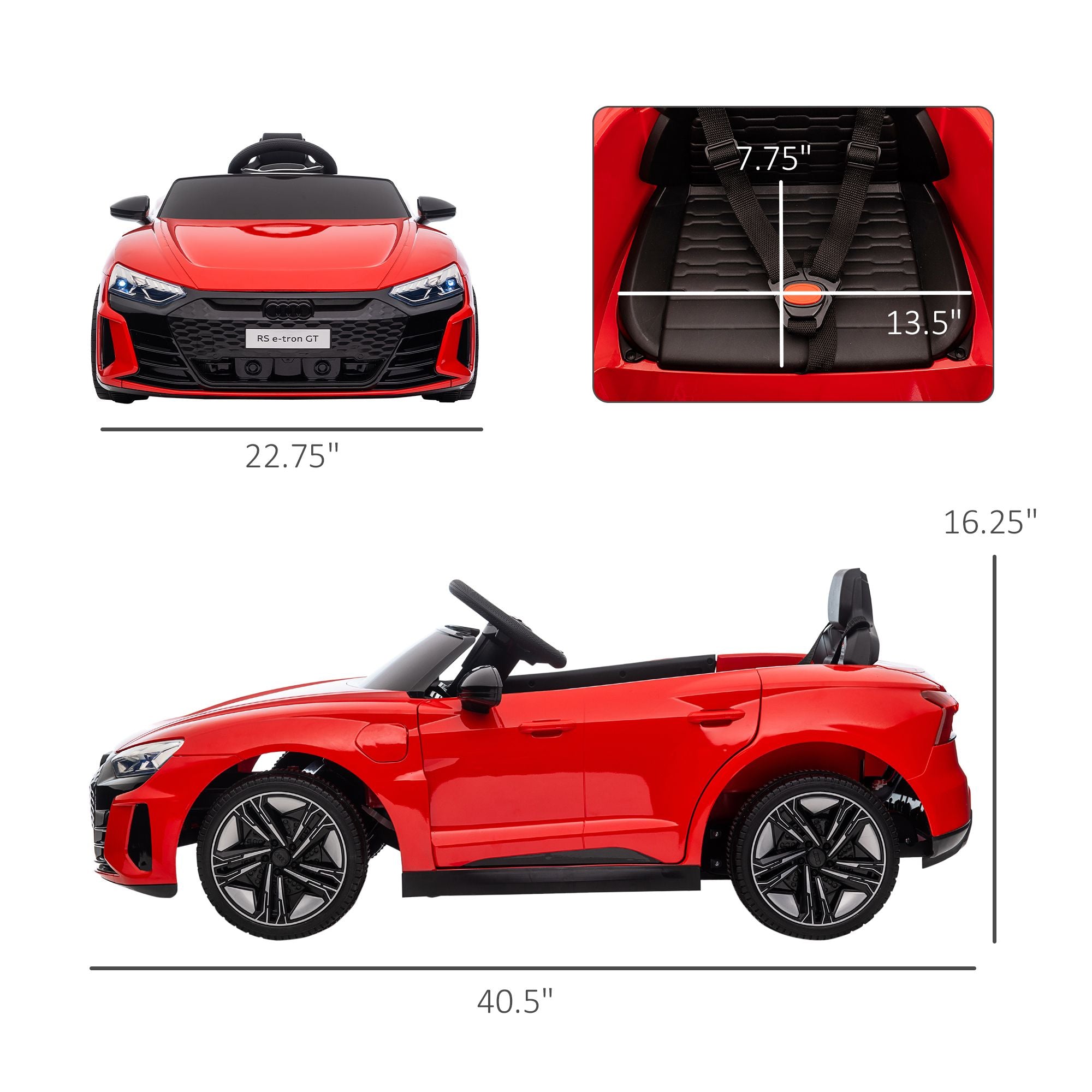 Electric Toy Car for Kids 3-6, 12V Ride on Car with Remote Control, Suspension System, Music, 3.1 MPH, Vibrant Red