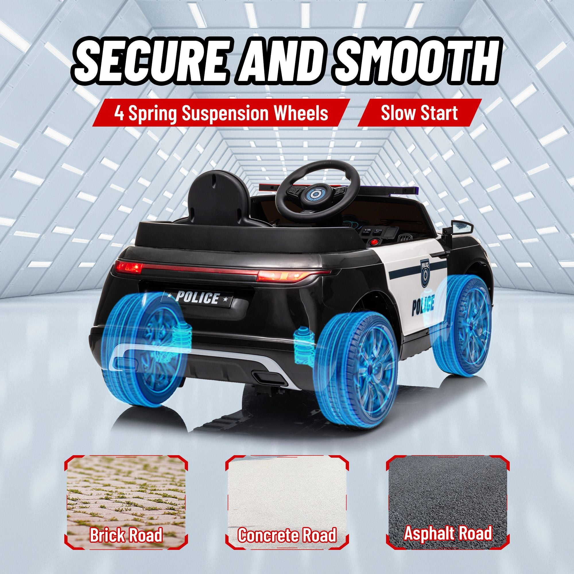 Qaba 12V Kids Police Ride-On Car w/ Remote