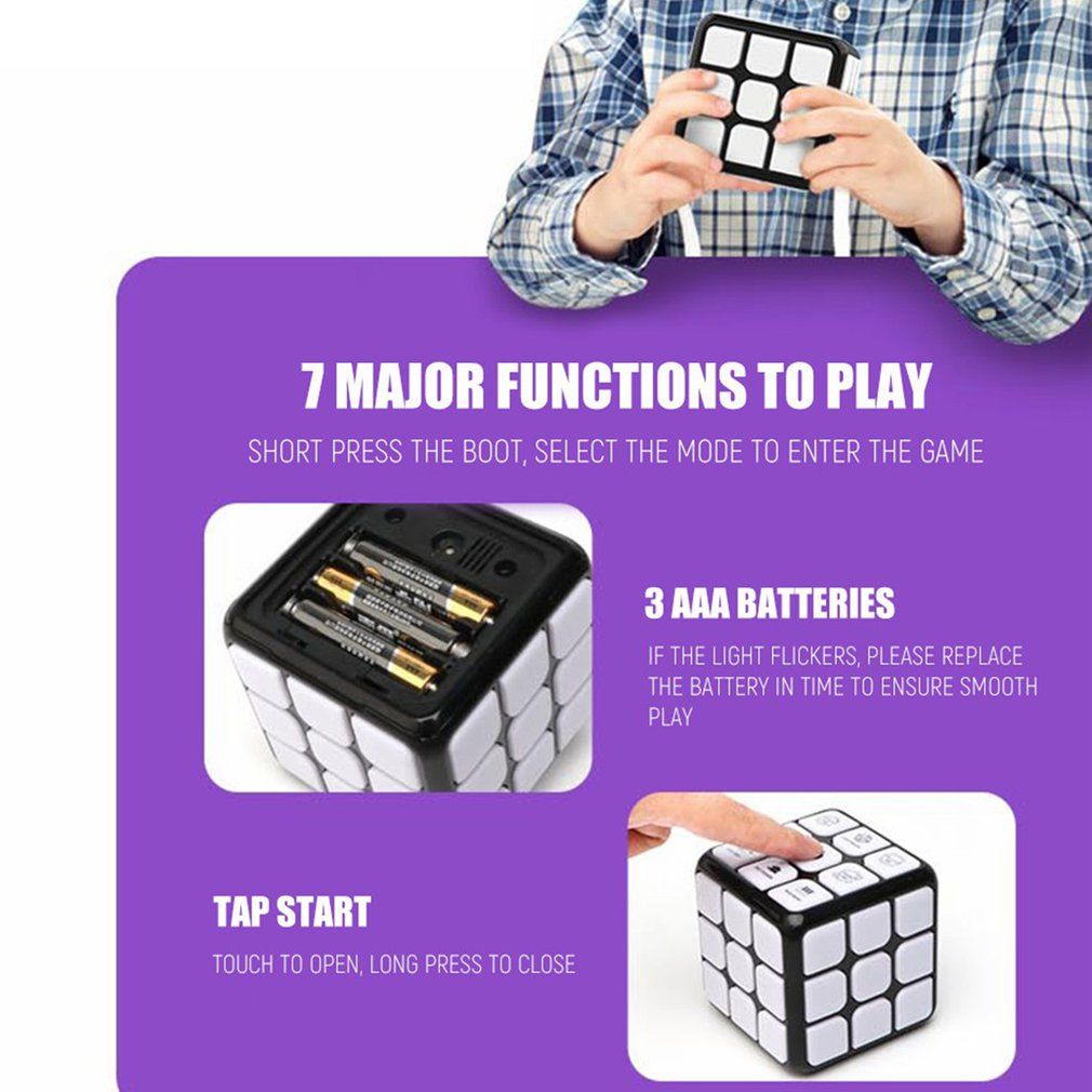 Electronic Light-Up Speed Voice Cube 3X3 Game with 4 Brain Training Modes
