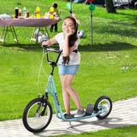 Aosom Youth Glide Pro Scooter – Adjustable Kick Scooter with Dual Brakes & Inflatable Wheels for Ages 5+, Blue - The Little Big Store