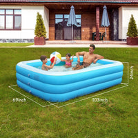 103x69x24in Inflatable Swimming Pools Family Swim Play Center Pool Blow up Kiddie Pool - The Little Big Store