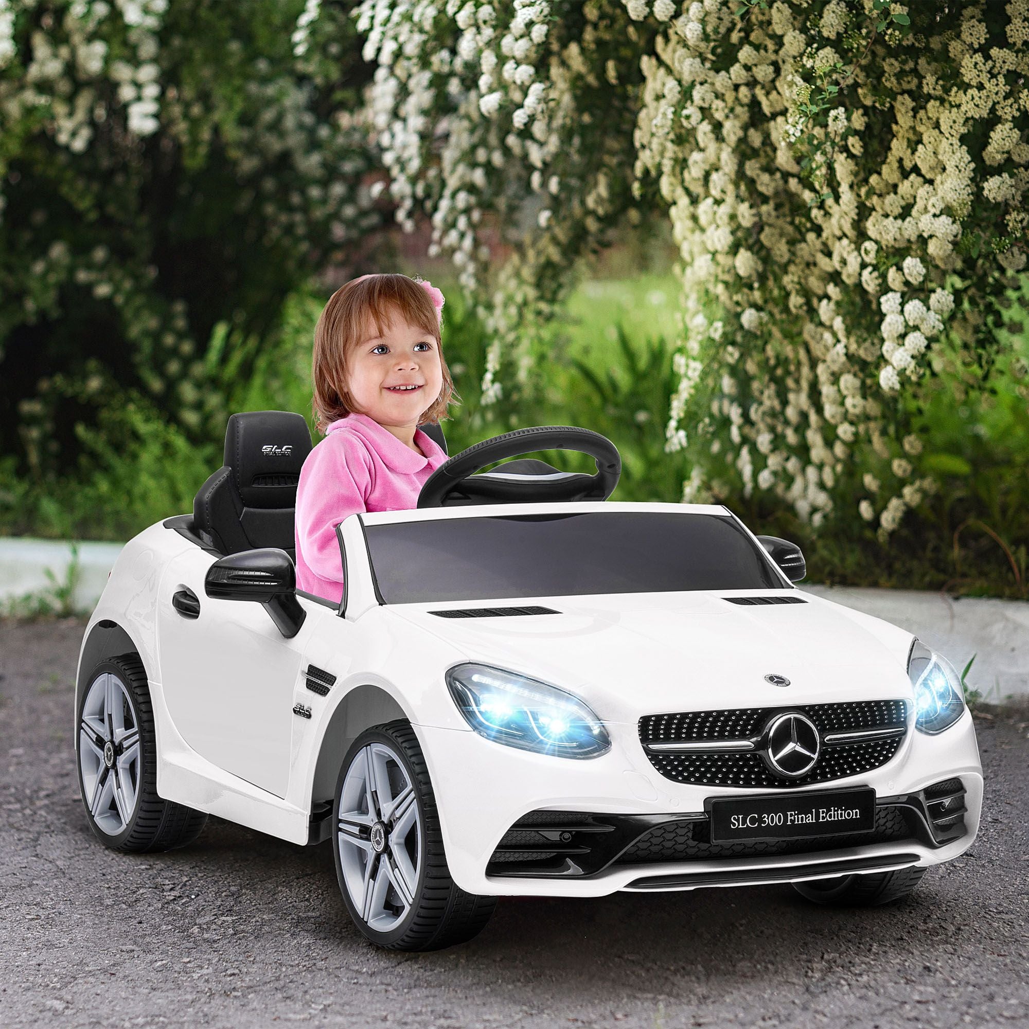 12V Ride-On for Boys & Girls, Remote Parent Control, Music, Lights, Dual Motors, White