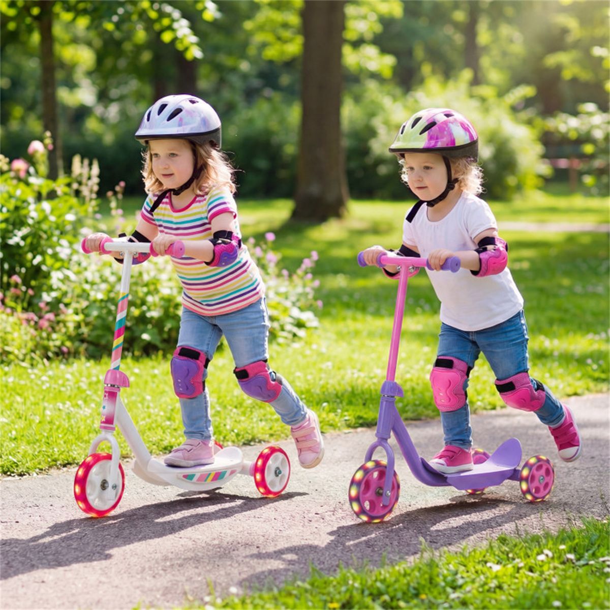 3-Wheel Kids Scooter with LED Light-Up Wheels for Toddlers Ages 2+