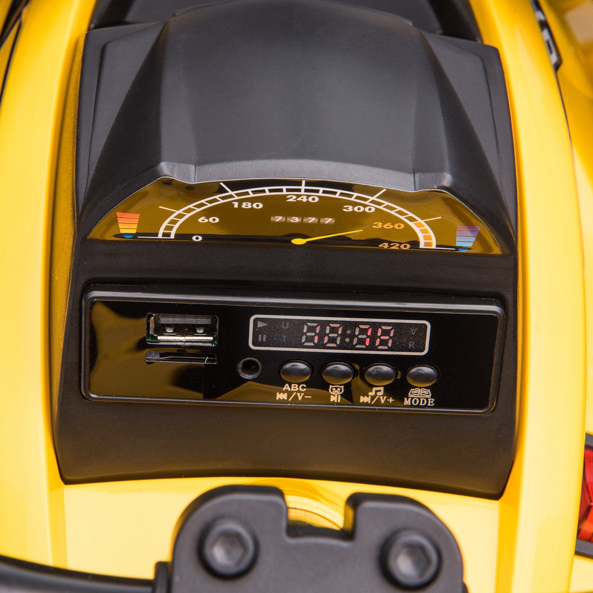 Kids ATV 12V Ride on Car with Music Realistic Headlights Wide Wheels Rechargeable Electric Yellow