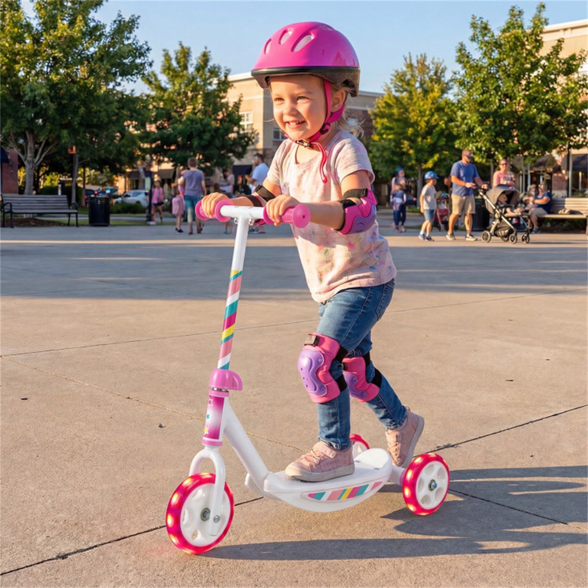 3-Wheel Kids Scooter with LED Light-Up Wheels for Toddlers Ages 2+