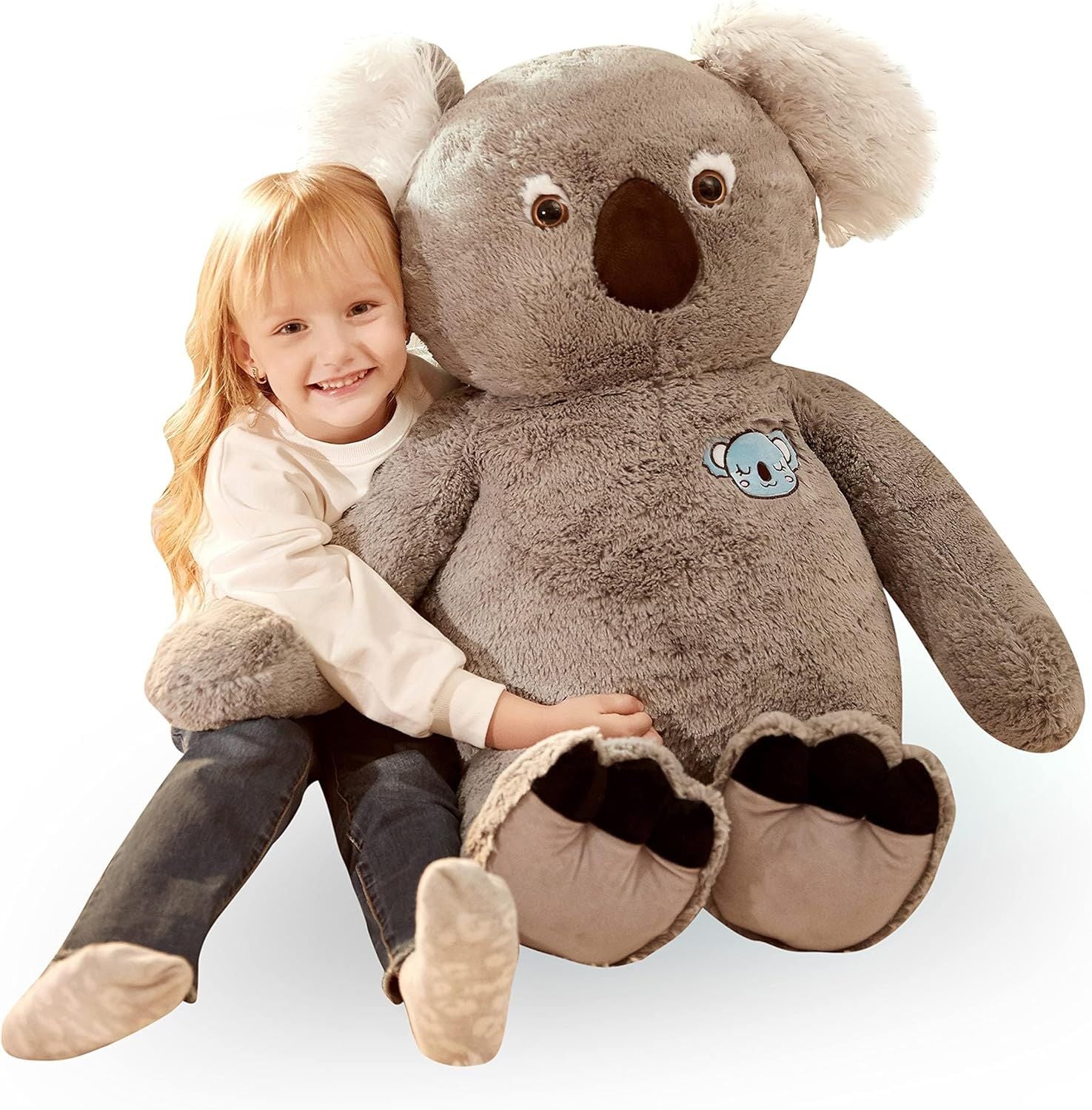 Giant Koala Stuffed Animal - 30 Inch Fluffy Plush Toy - Adorable Gray Kawaii Gift for Children and Koala Lovers!