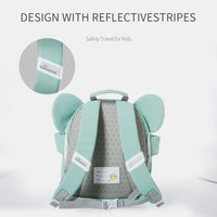 Children's backpack with reflective stripes and 'Sunveno' branding on a white background