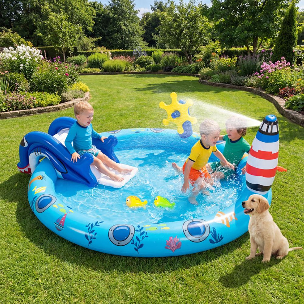 Shark Slide Inflatable Play Pool - Adventure Splash Center for Kids