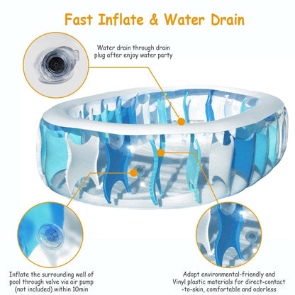 90×60×20In Inflatable Swimming Pool Blow Up Family Pool For Kids Foldable Swim Ball Pool Center - The Little Big Store