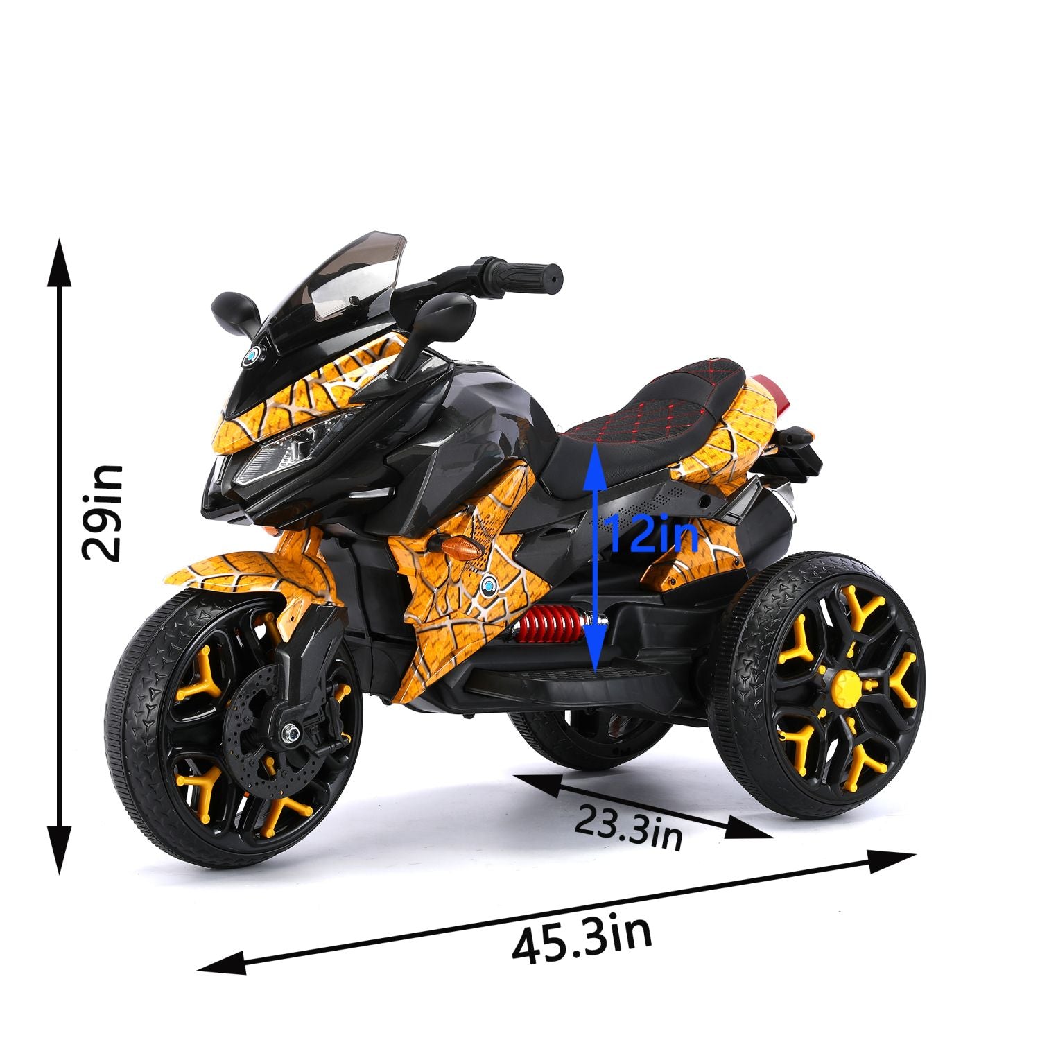 12V Kids 3-Wheel Ride On Motorcycle w/ Light Wheels