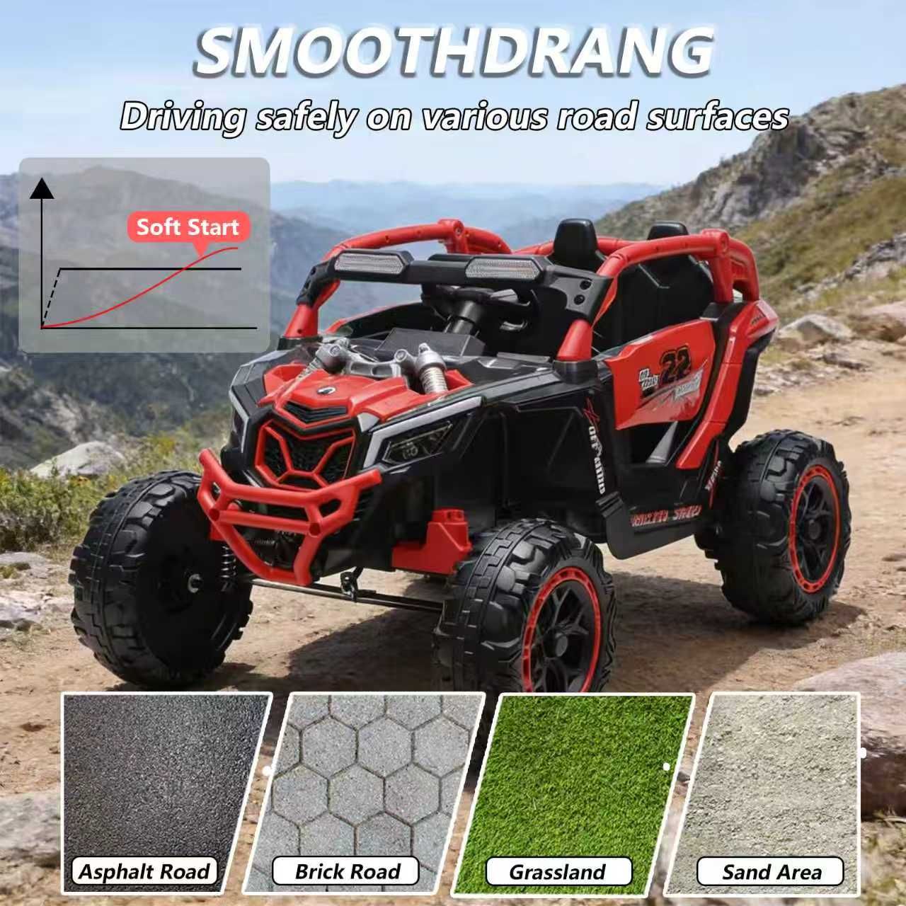 24V 400W Kids Ride on Car UTV W/Parents Remote Control,4-wheel suspension, 3 Speed, Power display,Bluetooth,MP3,Music,LED Light, Provide a speed of 4-8KM/H For Kids Age 3+ years old