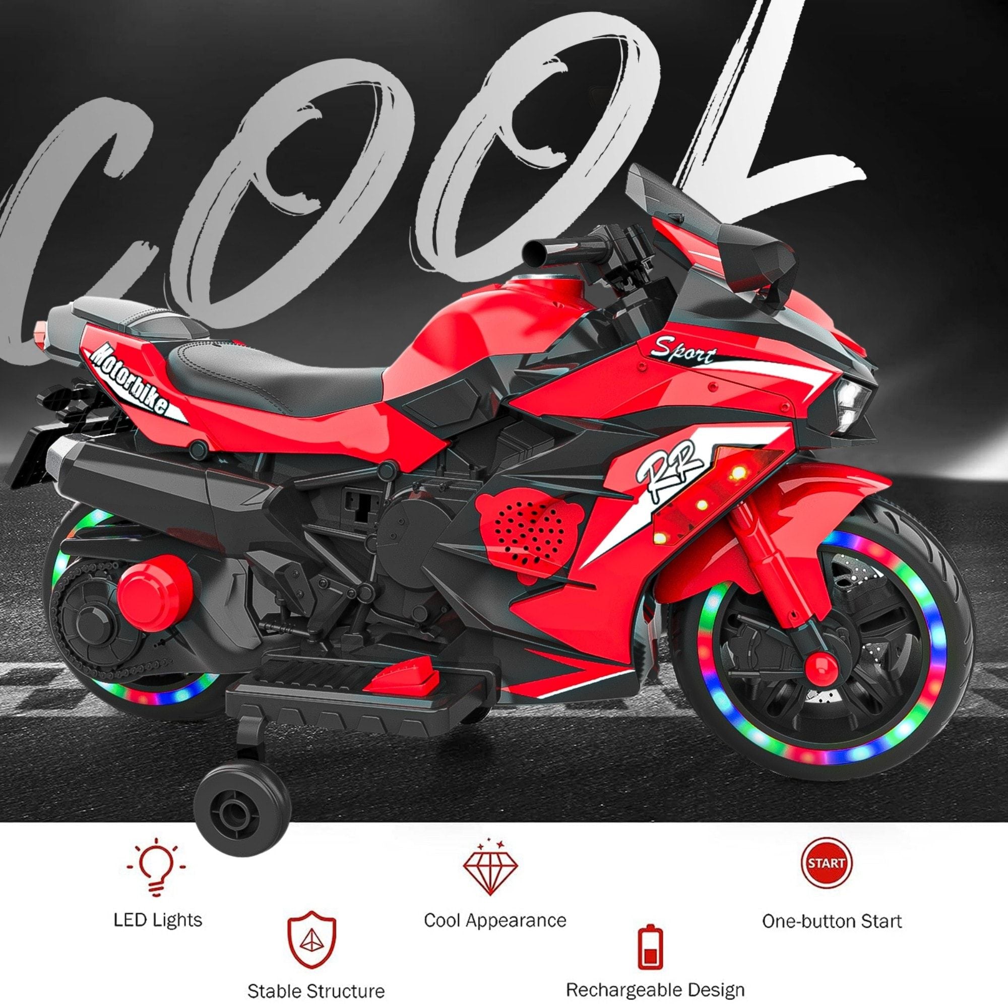 12V Kids Electric Ride-On Motorcycle Red