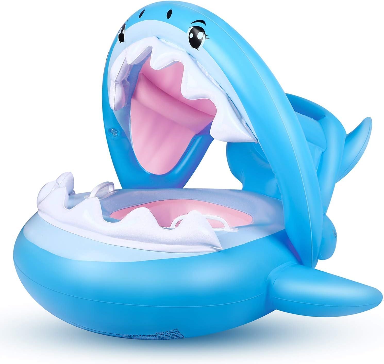 SharkSplash™ Baby Pool Float with Canopy – Inflatable Shark Swim Float for Toddlers & Kids up to 36 Months