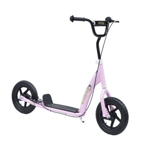 Kick Scooter for Kids 5-12 Years Old, Big Wheel Kids Scooter with Adjustable Height Handlebar, Non-slip Footplate, Rear Brake, Pink