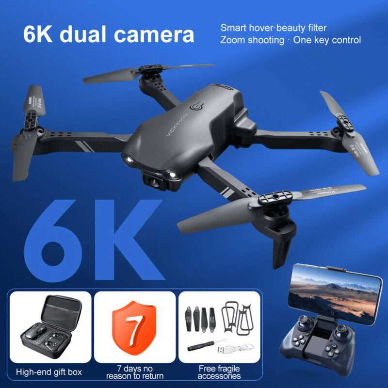 Foldable Quadcopter Drone with 6K HD Dual Camera - Ultimate 3 Battery RC Flying Experience