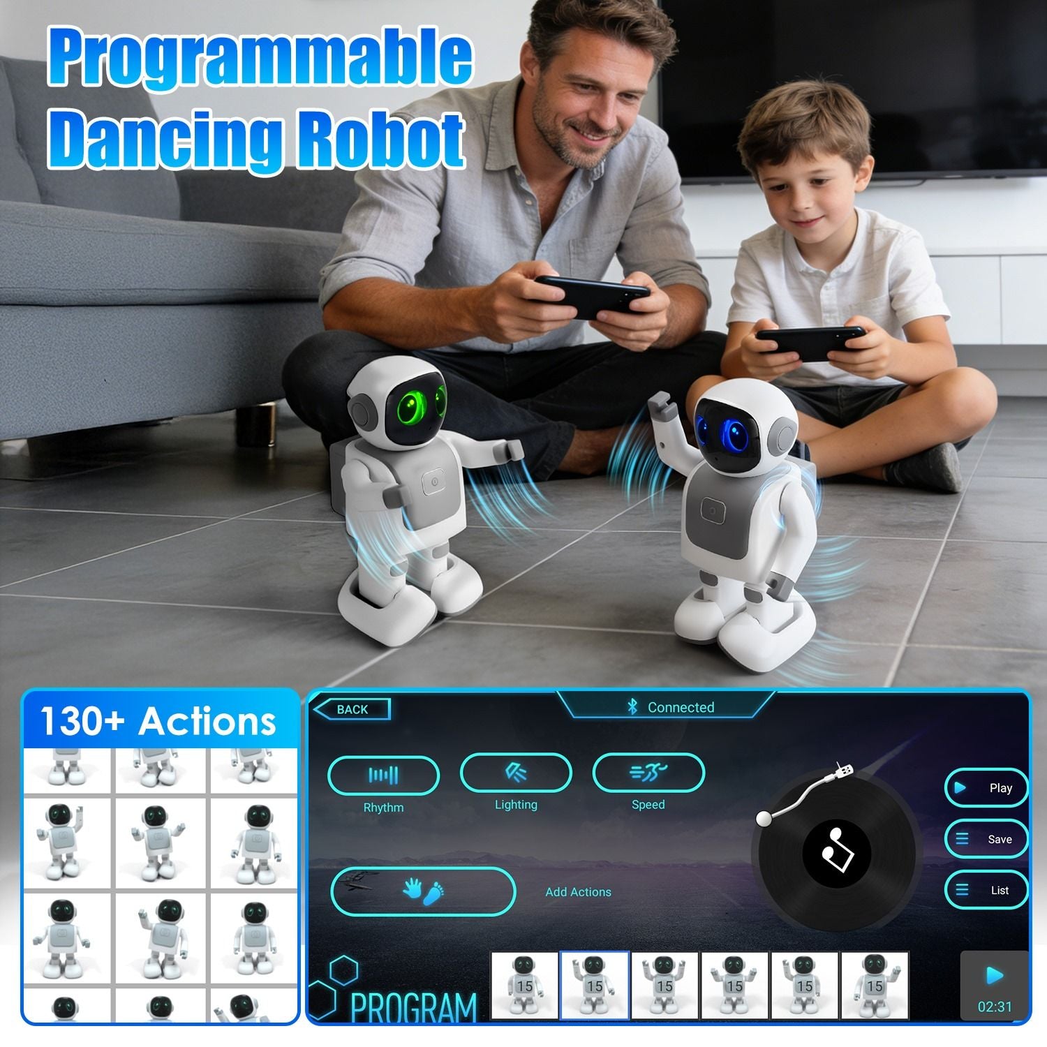 Fun Learning AI Dancing Robot Toy - Wireless Music & Interactive Voice Assistant for Creative Play