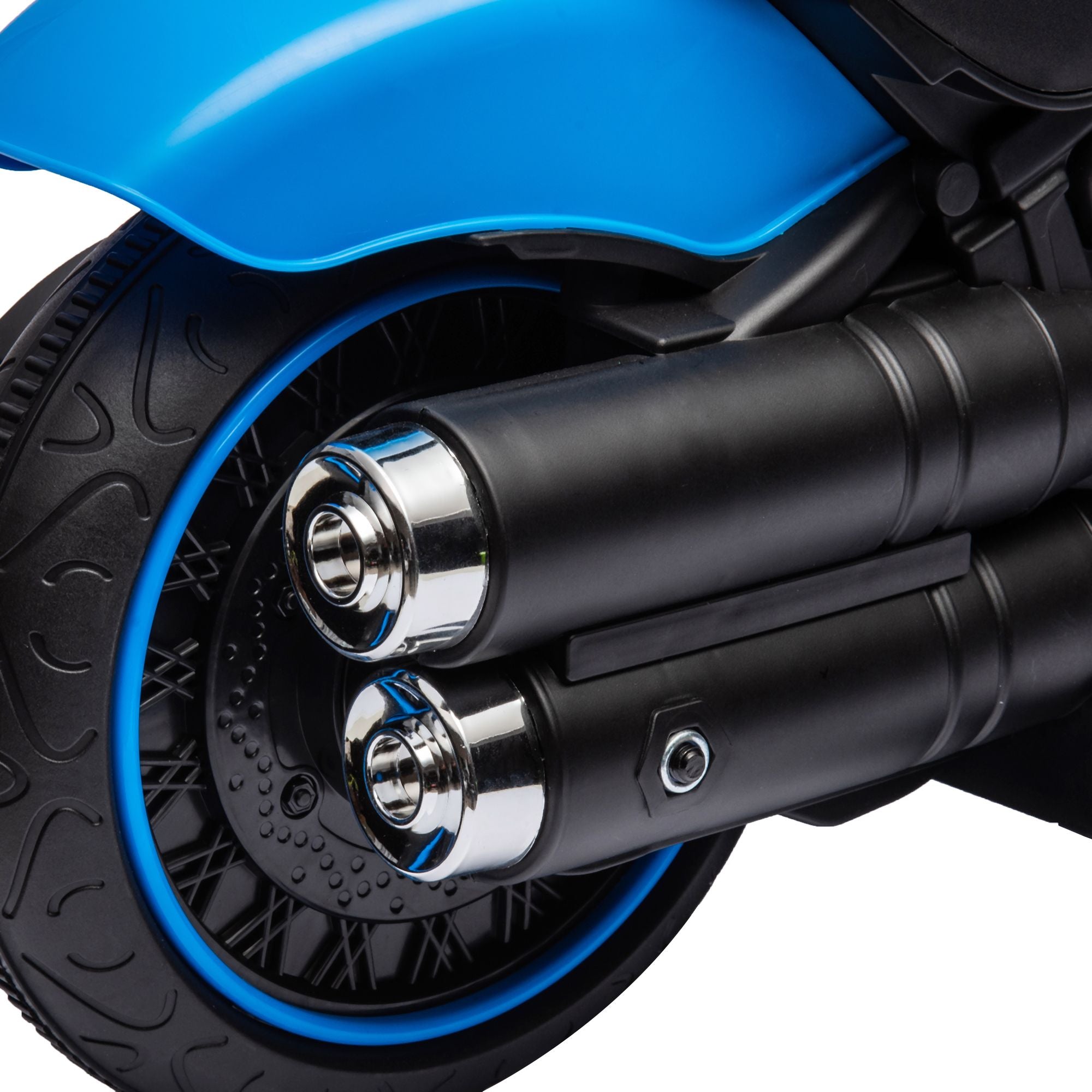 6V Kids Motorcycle Ride-on with Training Wheels Single-Button Start Blue Battery-Operated Vehicle