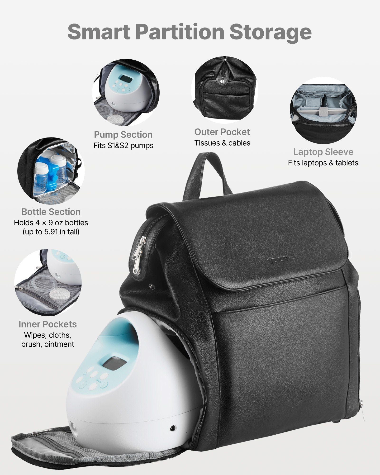 Stylish Black Breast Pump Carrying Case - Convenient Design for Work, Travel, and Family Use