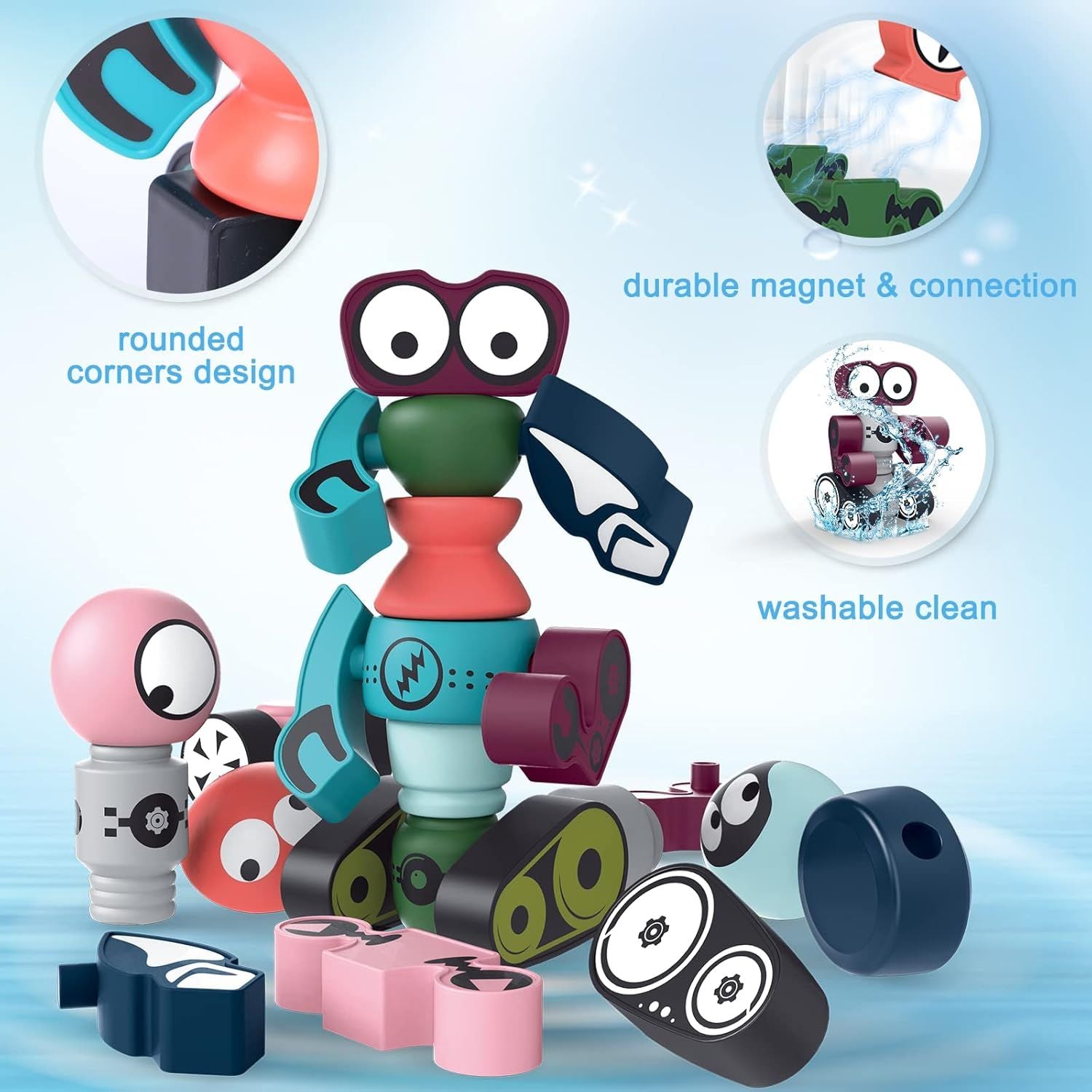 Magnetic Robot Building Blocks Set – 35PCS STEM Toy with Storage Box