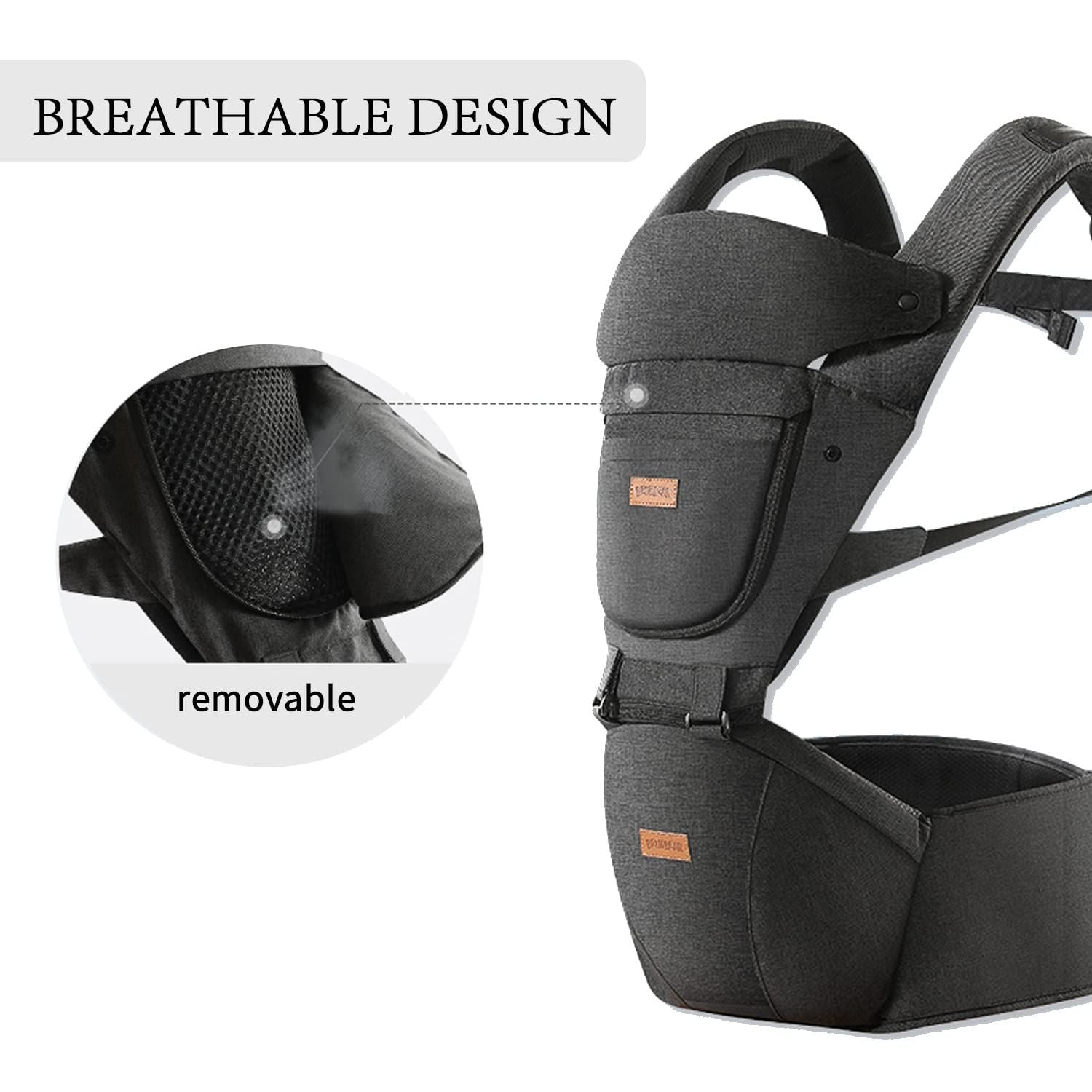 Versatile Baby Carrier with Hip Seat for Newborns and Toddlers - 6 Carry Positions, All Season Use