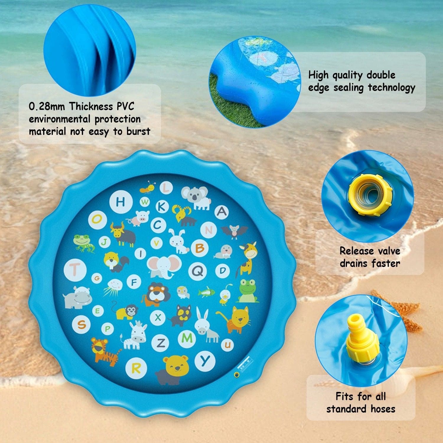 💦 SoakZone™ 68” Inflatable Sprinkler Splash Pad – Summer Outdoor Water Play Mat for Kids & Toddlers | Backyard Blow-Up Pool Fun!